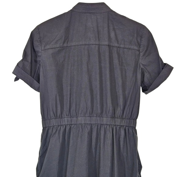 Tory Burch Black Utility Shirt Dress Gold Logo Hardware Cotton Blend Size 8 - Picture 8 of 12